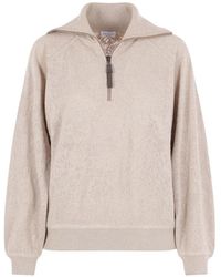 Brunello Cucinelli - Pointelle-Knit Half-Zip Sweatshirt - Lyst