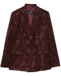 Etro - Floral-Jacquard Double-Breasted Jacket - Lyst