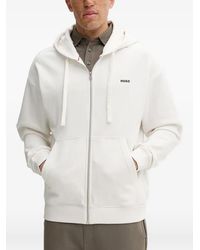 HUGO - Zip Hooded Logo Printed Hoodie - Lyst