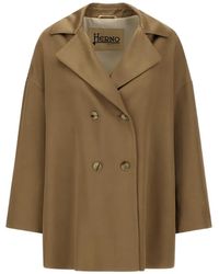 Herno - Lapel Double-Breasted Pea Coat - Lyst