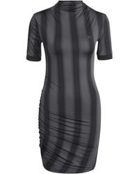 adidas - Striped Mock-Neck Mini Dress - Lyst