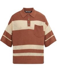 Palm Angels - Striped Mesh-Knit Polo Shirt - Lyst