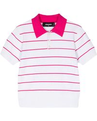 DSquared² - Striped Cropped Polo Top - Lyst