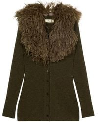 Blumarine - Feather-Embellished Wool Cardigan - Lyst
