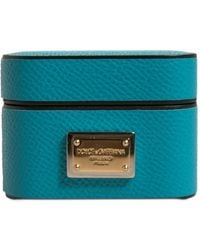 Dolce & Gabbana - Étui Pour Airpods En Cuir Grainé À Plaque Logo - Lyst