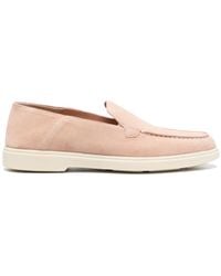 Santoni - Tonal-stitching Suede Loafers - Lyst