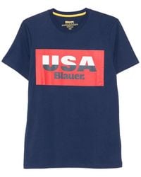 Blauer - Logo-Print Cotton T-Shirt - Lyst
