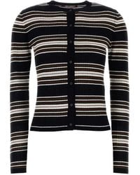 Max Mara - Striped Ribbed-Knit Silk Cardigan - Lyst