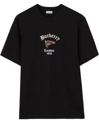 Burberry - T-Shirt En Coton Avec Drapeau À Carreaux - Lyst
