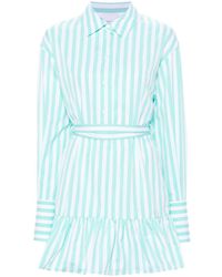 Patou - Striped Ruffled Mini Dress - Lyst