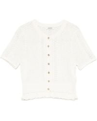 Sandro - Cardigan En Maille Pointelle À Volants - Lyst