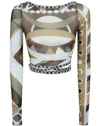 PUCCI - Vivara Print Tulle Crop Top - Lyst