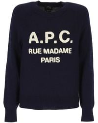 A.P.C. - Logo-Embroidered Raglan-Sleeve Sweater - Lyst