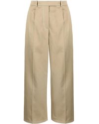 Thom Browne - Pleated Cropped Cotton Trousers - Lyst