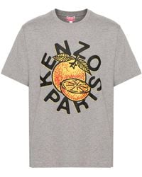 KENZO - T-shirt en coton à imprimé orange - Lyst