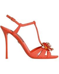 Dolce & Gabbana - Brocade Sandals With Embroidery - Lyst