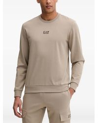 EA7 - Logo-Print Ribbed-Trim Sweater - Lyst