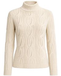 Kinross Cashmere - Luxe Cable-Knit Funnel-Neck Sweater - Lyst