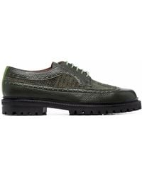 Etro Tartan-insert Leather Lace-up Shoes - Green