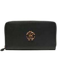 Roberto Cavalli - Monogram-Plaque Leather Wallet - Lyst
