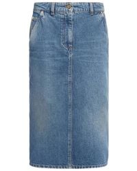 Elie Saab - Washed-Denim Pencil Midi Skirt - Lyst