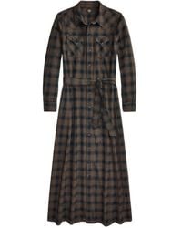 RRL - Plaid Tie-Waist Midi Dress - Lyst
