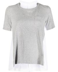 Sacai - Round Neck Cotton T-shirt - Lyst