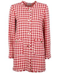 Marella - Emme Check-Pattern Fringed-Edges Jacket - Lyst