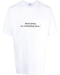 MSGM - Slogan-Print Cotton T-Shirt - Lyst