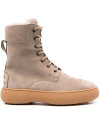 Tod's - Logo-Debossed Combat Boots - Lyst