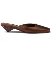 Prada - Satin Heeled Mules 35 - Lyst