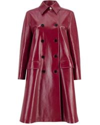 Gucci - Burgundy Nappa Leather Coat - Lyst