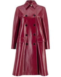 Gucci - Burgundy Nappa Leather Coat - Lyst