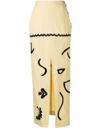 Nanushka - Motif-print High-slit Midi Skirt - Lyst