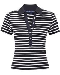 Veronica Beard - Button-Fastening Striped-Pattern T-Shirt - Lyst