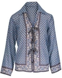 Veronica Beard - Eva Printed Tie-Neck Blouse - Lyst