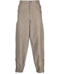 Emporio Armani - Perforated-embellished Linen Tapered Trousers - Lyst