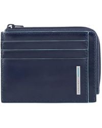 Piquadro - Logo-Plaque Leather Cardholder - Lyst