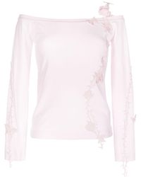 Blumarine - Floral-appliqué Knitted Top - Lyst