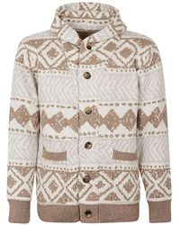 TOOCO - Patterned Hooded Cardigan - Lyst