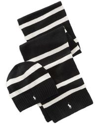 Polo Ralph Lauren - Striped Scarf And Beanie Hat Set - Lyst