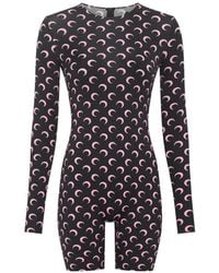 Marine Serre - Moon-Print Jersey Playsuit - Lyst