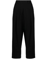 Y's Yohji Yamamoto - High-waisted Cropped Cotton Trousers - Lyst