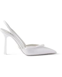 Prada - Patent-Leather Slingback Pumps - Lyst