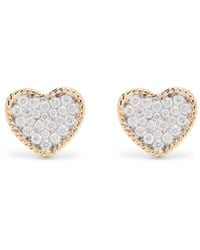 Yvonne Léon - Paire De Baby Puces Coeur Diamants Or Jaune - Lyst
