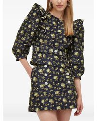 Custommade• - Floral-Print Puff-Shoulder Blouse - Lyst
