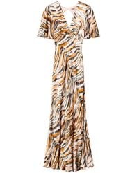 Twinset - Tiger-Print Satin Maxi Dress - Lyst
