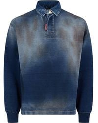 DSquared² - Gestricktes Poloshirt Mit Denim-Effekt - Lyst