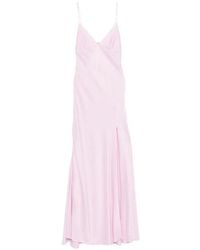 Alberta Ferretti - Robe Longue À Effet Satiné Et Fente Latérale - Lyst