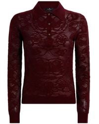 Etro - Long-Sleeved Wool Jacquard Polo Shirt With Placed Motif - Lyst